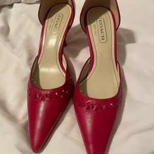 Coach Women's Vibrant Red Leather Heels